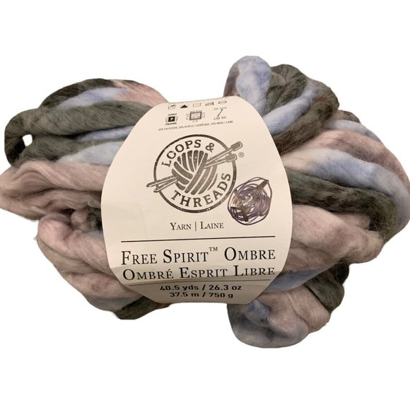Loops & Threads Free Spirit Yarn Wool Blend Chunky Ombre 40.5 yds Jumbo New - Picture 1 of 4